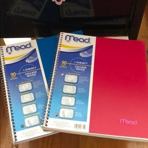 New MEAD 1 subject college ruled spiral notebooks